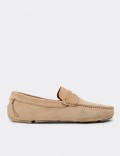 Erkek Hakiki Süet Bej Penny Loafer