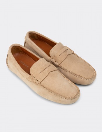 Erkek Hakiki Süet Bej Penny Loafer - E0920MBEJC01