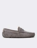 Erkek Hakiki Süet Gri Penny Loafer