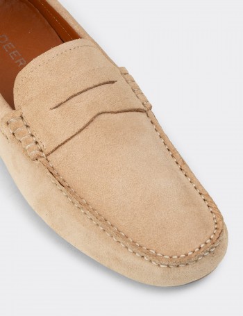 Erkek Hakiki Süet Bej Penny Loafer - E0920MBEJC01
