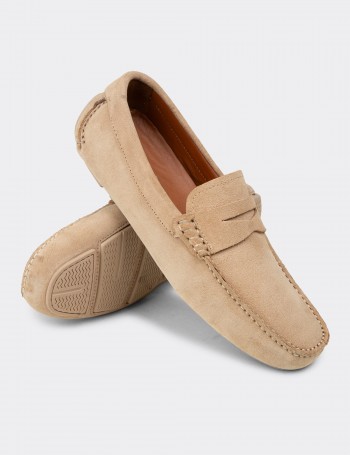 Erkek Hakiki Süet Bej Penny Loafer - E0920MBEJC01