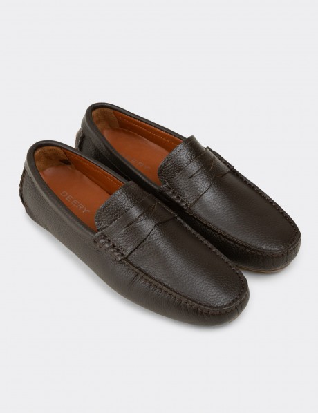 Erkek Hakiki Deri Haki Penny Loafer