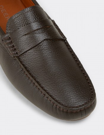 Erkek Hakiki Deri Haki Penny Loafer - E0920MHAKC01