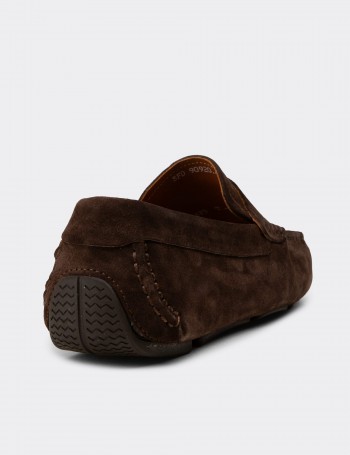 Erkek Hakiki Süet Kahverengi Penny Loafer - E0920MKHVC01