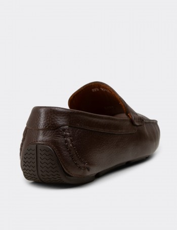 Erkek Kahverengi Hakiki Deri Penny Loafer - E0920MKHVC02