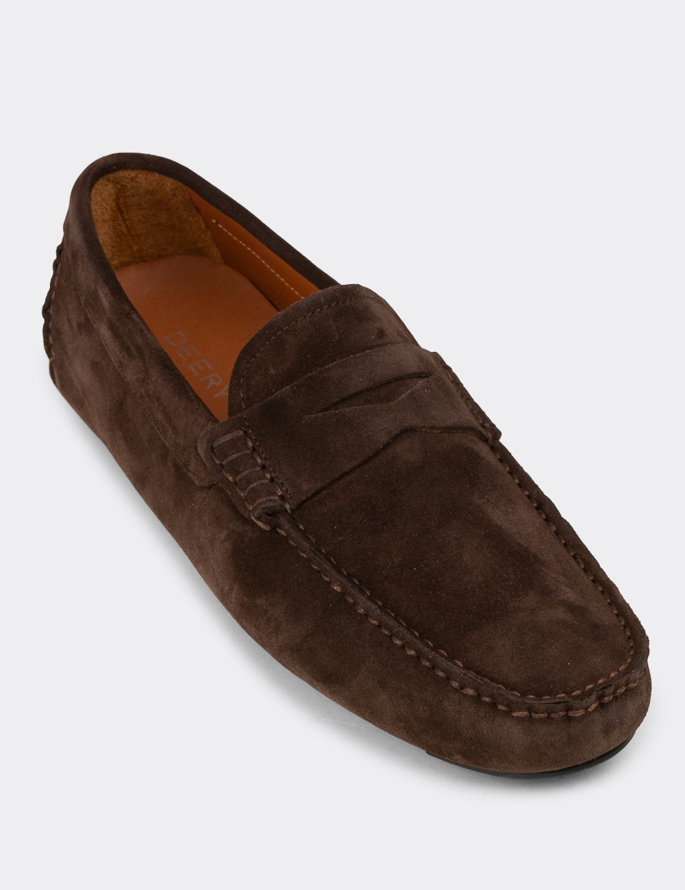 Erkek Hakiki Süet Kahverengi Penny Loafer - E0920MKHVC01