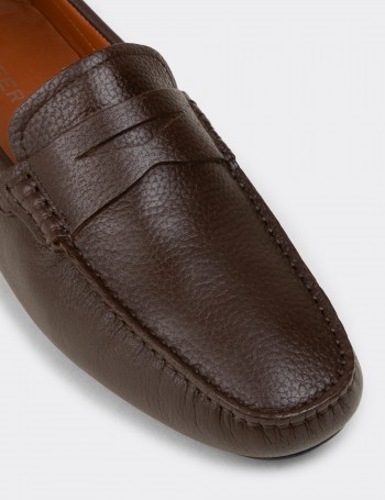 Erkek Kahverengi Hakiki Deri Penny Loafer - E0920MKHVC02