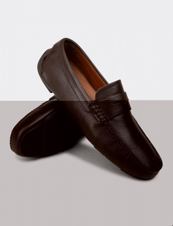 Erkek Kahverengi Hakiki Deri Penny Loafer - E0920MKHVC02
