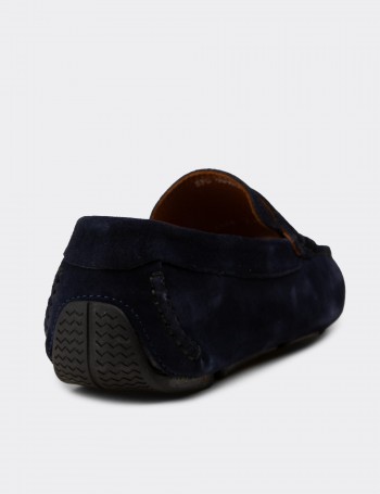 Erkek Hakiki Süet Lacivert Penny Loafer - E0920MLCVC01