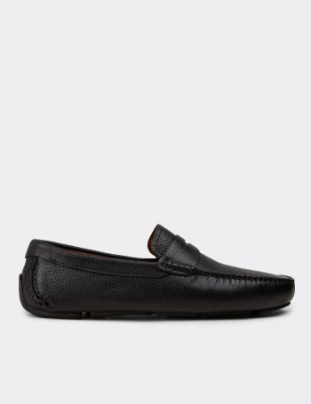 Erkek Hakiki Deri Siyah Penny Loafer