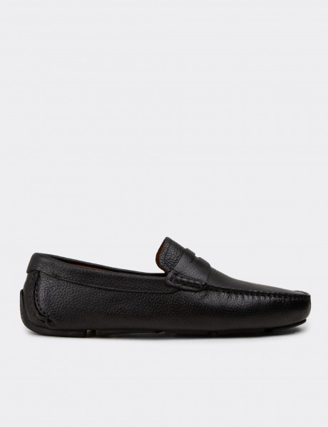 Erkek Hakiki Deri Siyah Penny Loafer