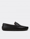 Erkek Hakiki Deri Siyah Penny Loafer