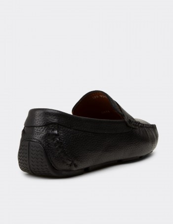 Erkek Hakiki Deri Siyah Penny Loafer - E0920MSYHC01