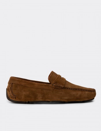 Erkek Hakiki Süet Taba Rengi Penny Loafer - E0920MTBAC01
