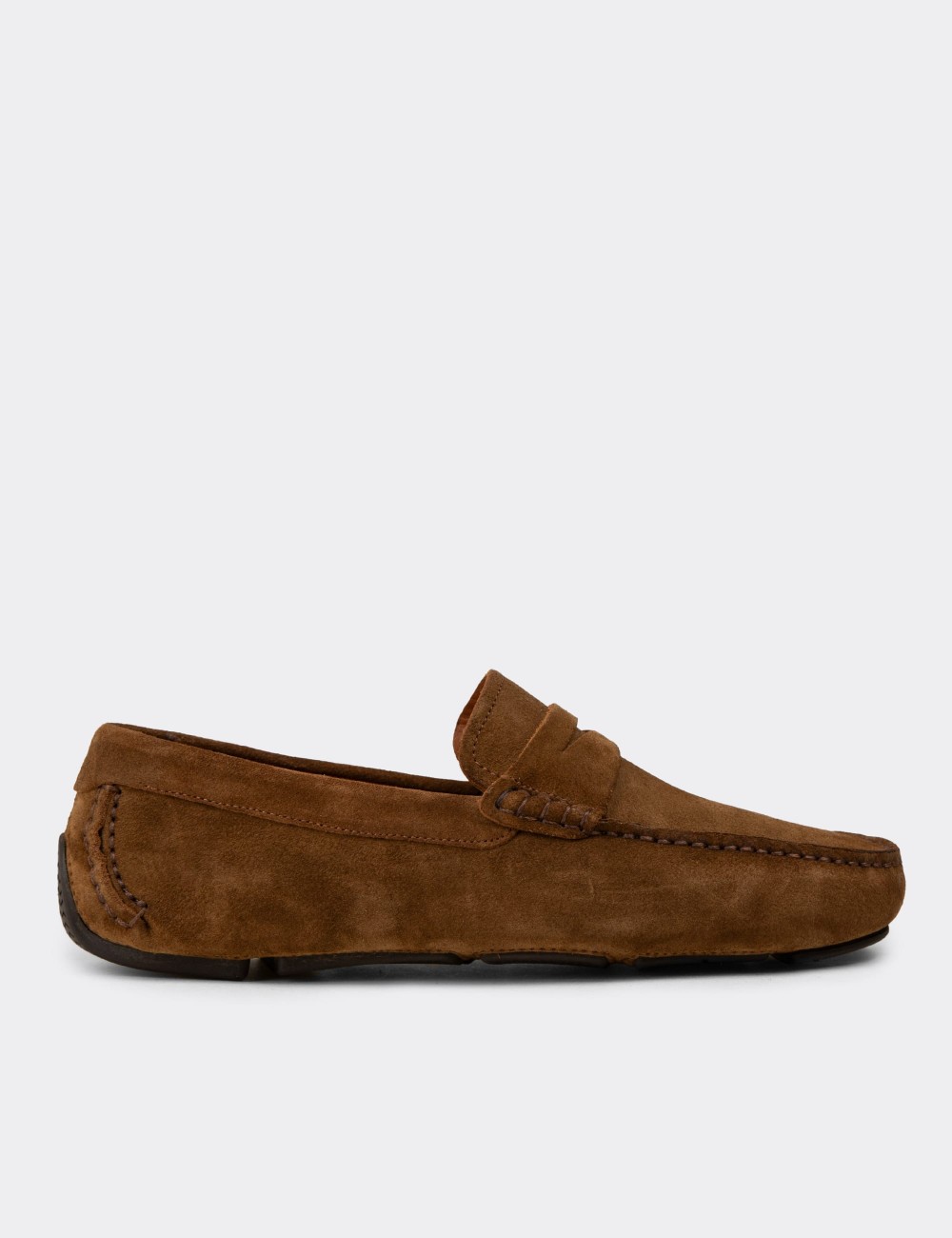 Erkek Hakiki Süet Taba Rengi Penny Loafer - E0920MTBAC01