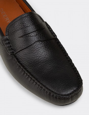 Erkek Hakiki Deri Siyah Penny Loafer - E0920MSYHC01