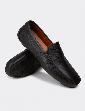 Erkek Hakiki Deri Siyah Penny Loafer - E0920MSYHC01