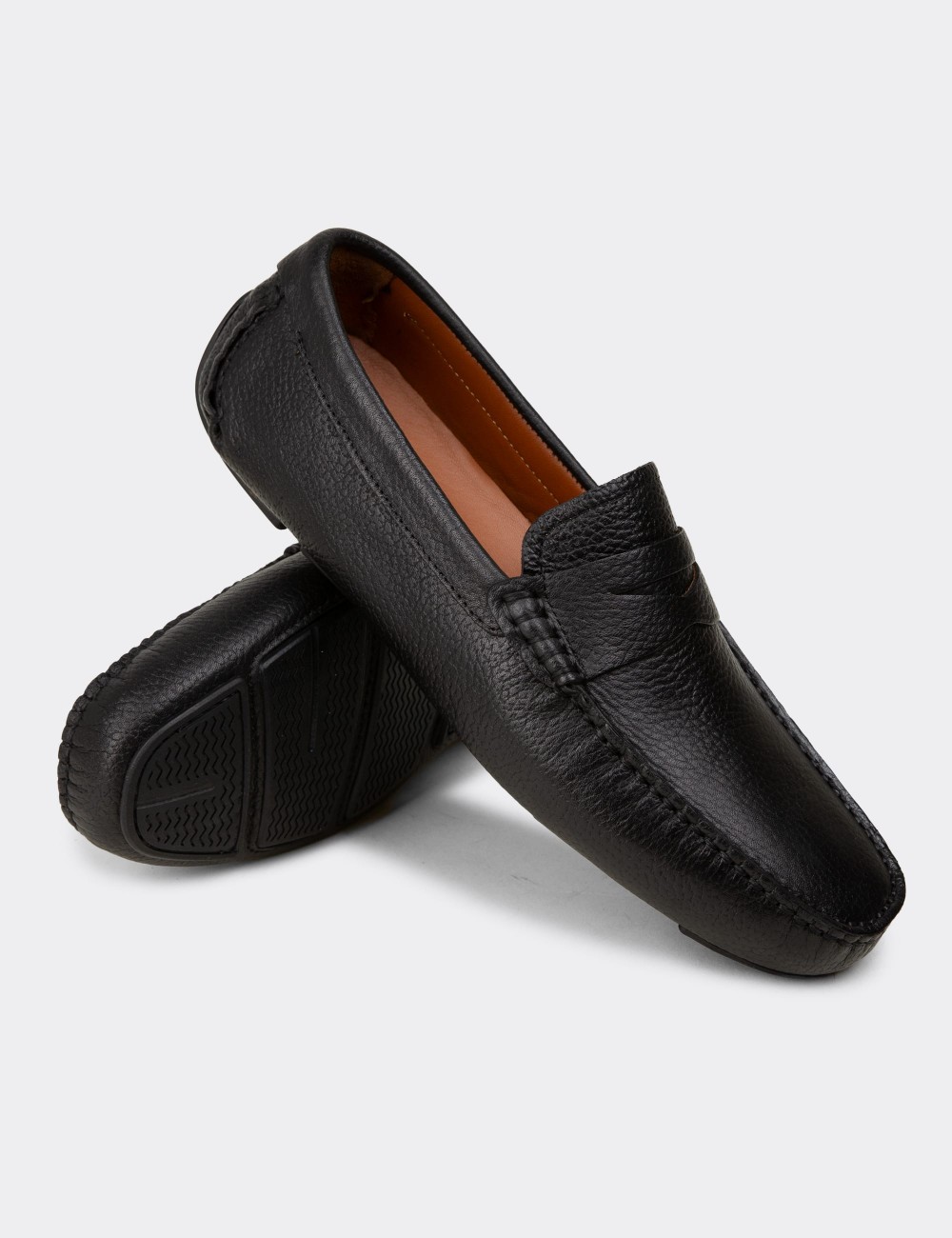 Erkek Hakiki Deri Siyah Penny Loafer - E0920MSYHC01