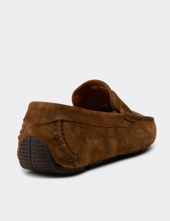 Erkek Hakiki Süet Taba Rengi Penny Loafer - E0920MTBAC01