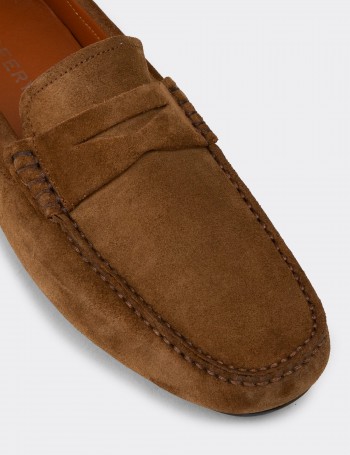 Erkek Hakiki Süet Taba Rengi Penny Loafer - E0920MTBAC01