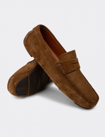 Erkek Hakiki Süet Taba Rengi Penny Loafer - E0920MTBAC01
