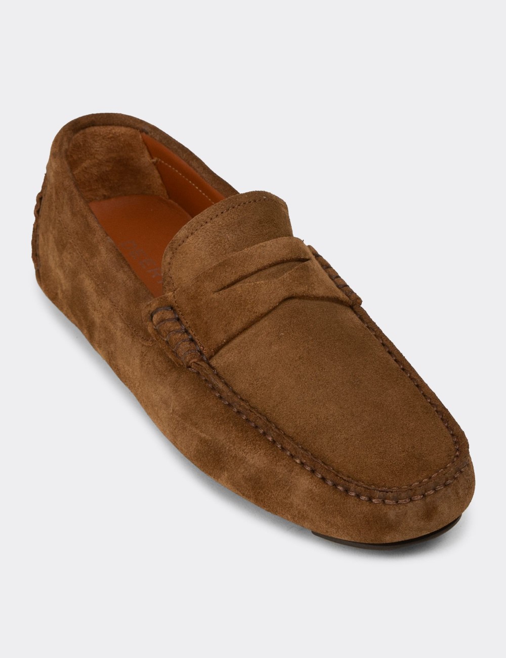 Erkek Hakiki Süet Taba Rengi Penny Loafer - E0920MTBAC01