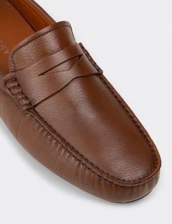 Erkek Hakiki Deri Taba Renk Loafer Ayakkabı - E0920MTBAC02
