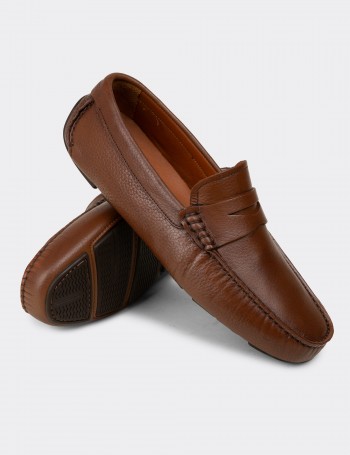 Erkek Hakiki Deri Taba Renk Loafer Ayakkabı - E0920MTBAC02