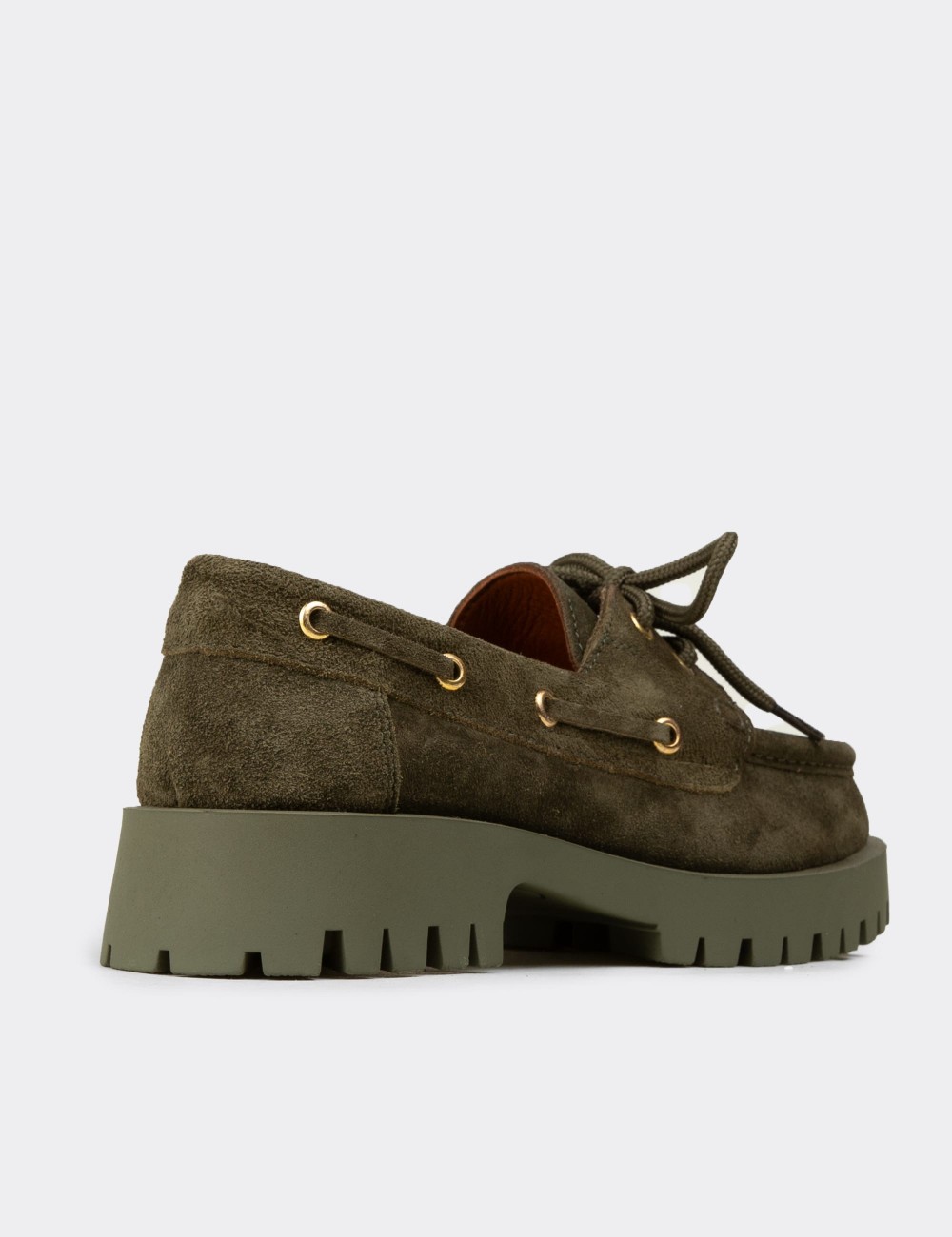 Kadın Hakiki Süet Yeşil Marin Loafer - 02036ZYSLC01