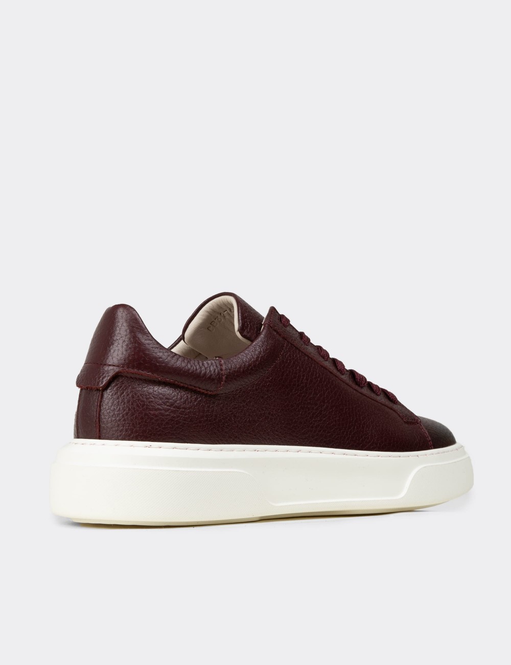 Erkek Bordo Hakiki Deri Sneaker Ayakkabı - 04651MBRDE01