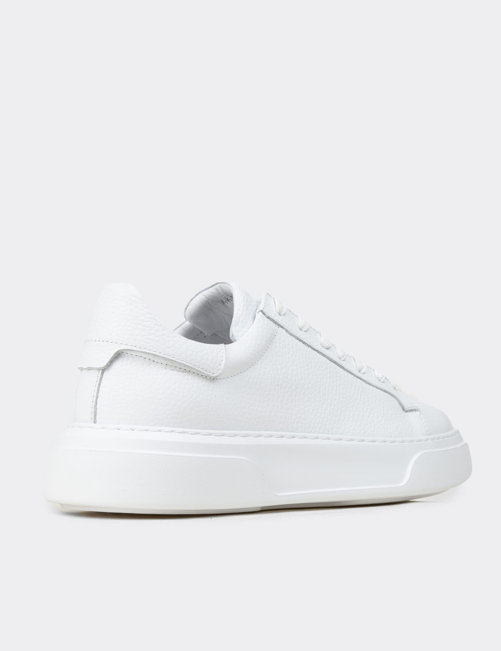 Erkek Hakiki Deri Beyaz Sneaker Ayakkabı - 04651MBYZE01