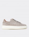 Erkek Hakiki Süet Gri Sneaker Ayakkabı