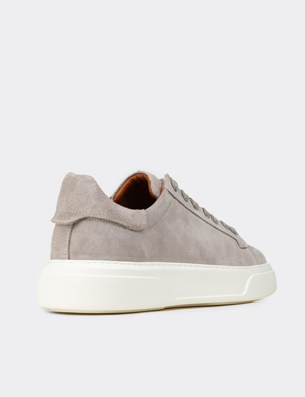 Erkek Hakiki Süet Gri Sneaker Ayakkabı - 04651MGRIE02