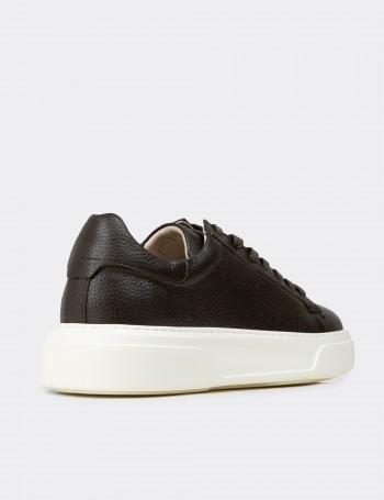 Erkek Hakiki Deri Haki Sneaker Ayakkabı - 04651MHAKE01