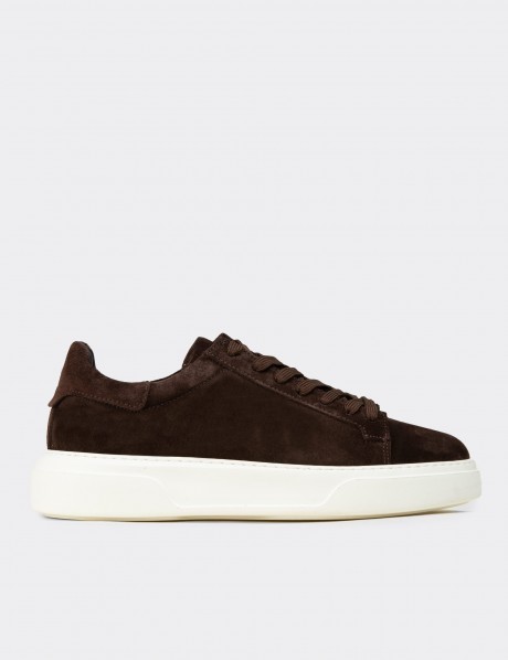 Erkek Hakiki Süet Kahverengi Sneaker Ayakkabı