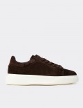 Erkek Hakiki Süet Kahverengi Sneaker Ayakkabı