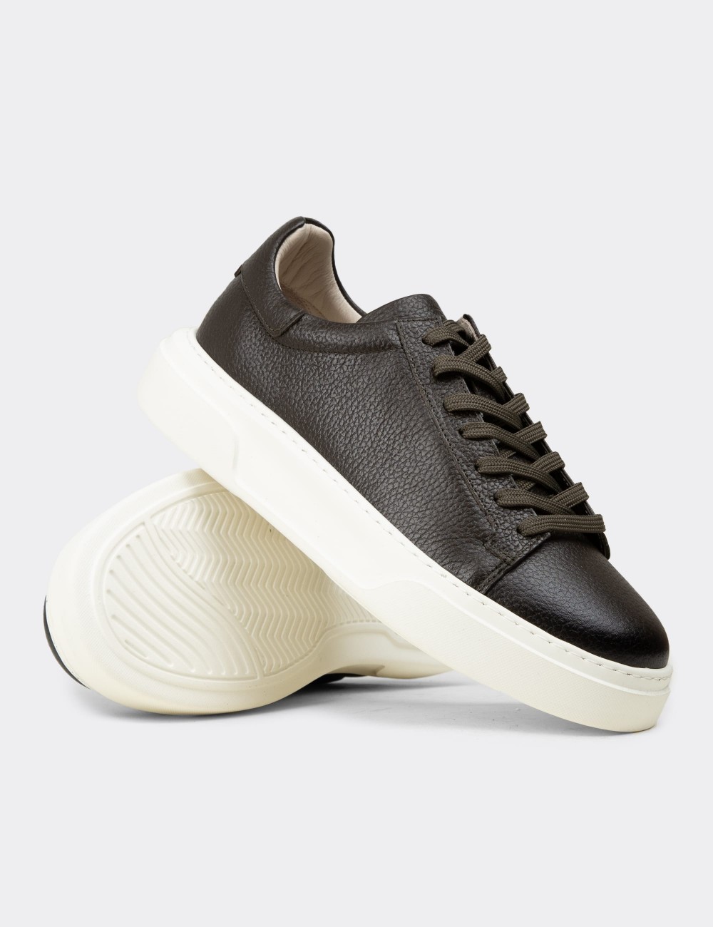 Erkek Hakiki Deri Haki Sneaker Ayakkabı - 04651MHAKE01