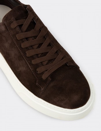 Erkek Hakiki Süet Kahverengi Sneaker Ayakkabı