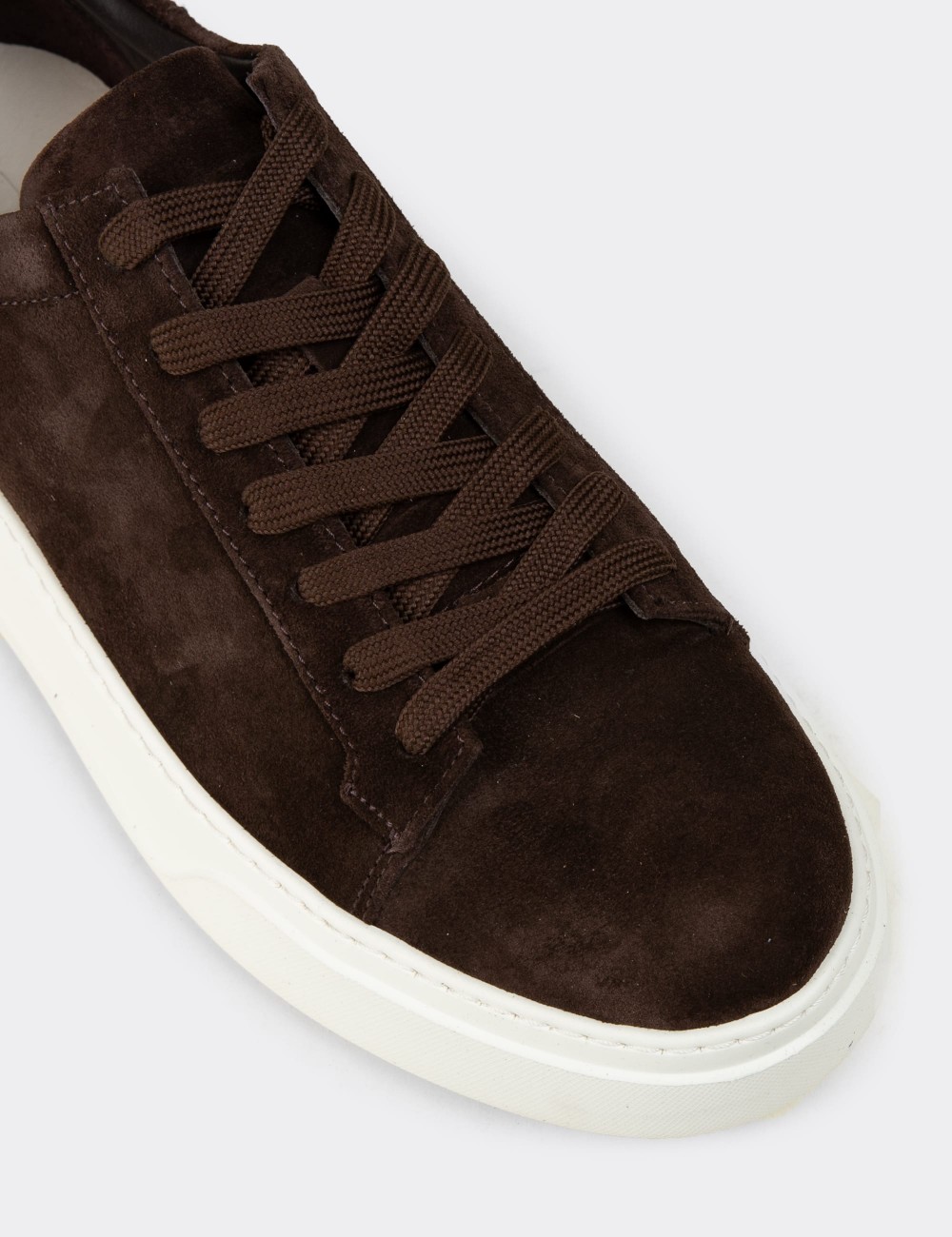 Erkek Hakiki Süet Kahverengi Sneaker Ayakkabı - 04651MKHVE02