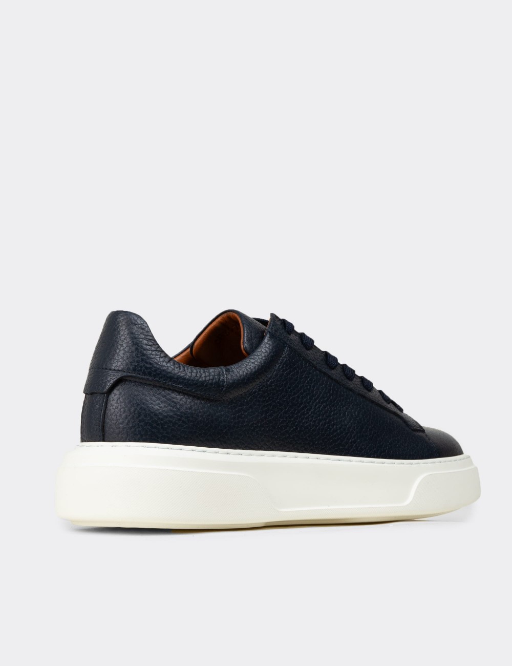 Erkek Hakiki Deri Lacivert Sneaker Ayakkabı - 04651MLCVE01
