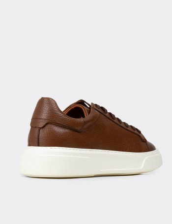 Erkek Hakiki Deri Taba Renk Sneaker Ayakkabı - 04651MTBAE01