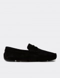 Erkek Hakiki Süet Siyah Penny Loafer