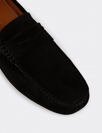 Erkek Hakiki Süet Siyah Penny Loafer - E0920MSYHC02