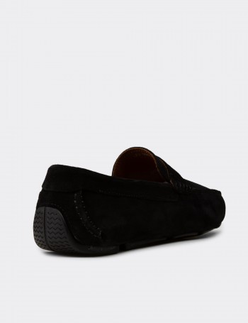 Erkek Hakiki Süet Siyah Penny Loafer - E0920MSYHC02