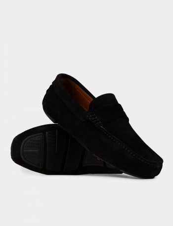 Erkek Hakiki Süet Siyah Penny Loafer - E0920MSYHC02