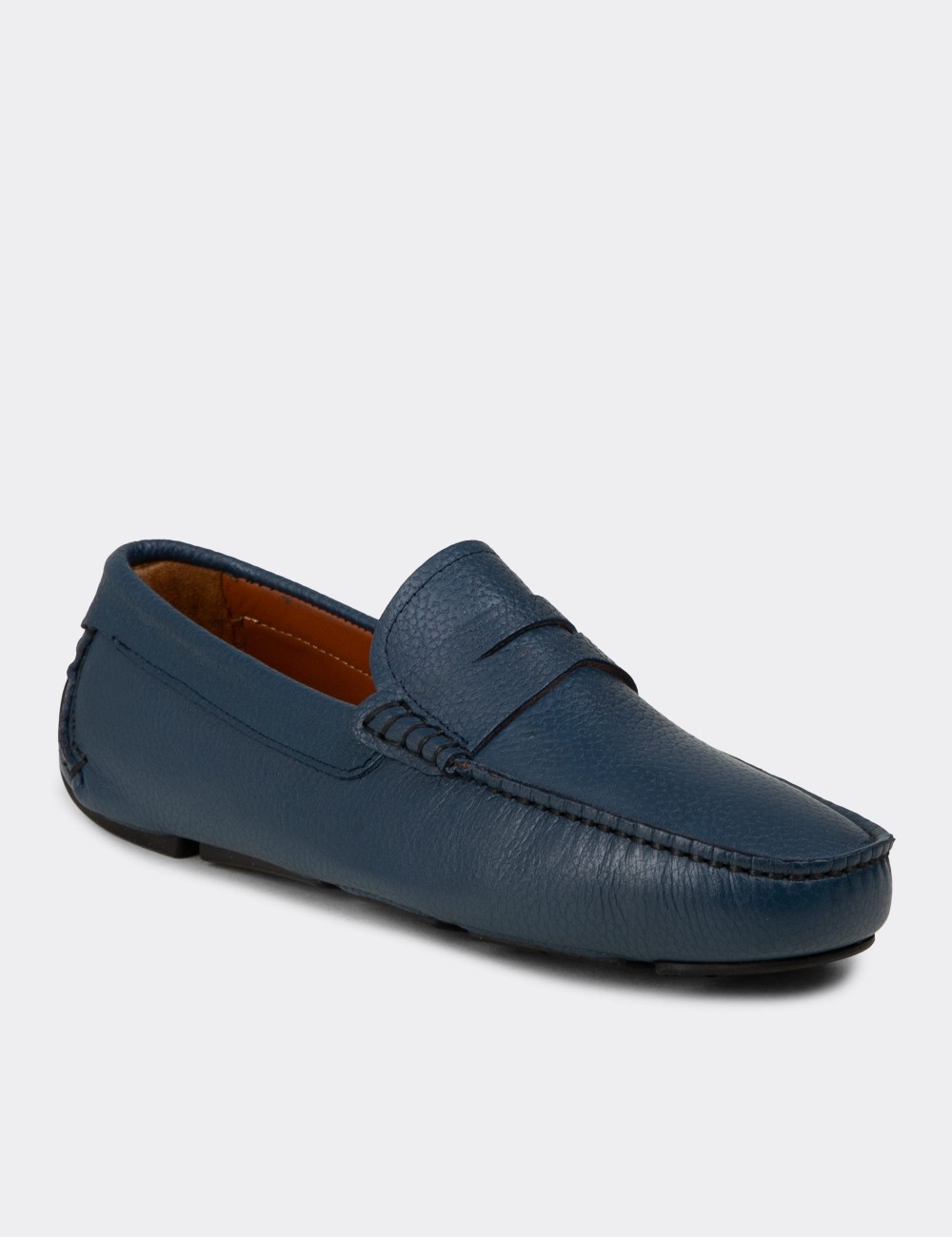 Erkek Hakiki Deri Mavi Loafer Penny - E0920MMVIC01