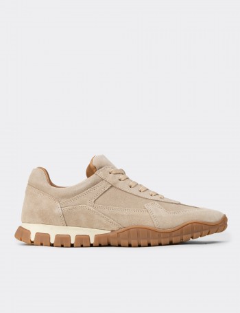 Kadın Hakiki Süet Bej Sneaker Ayakkabı