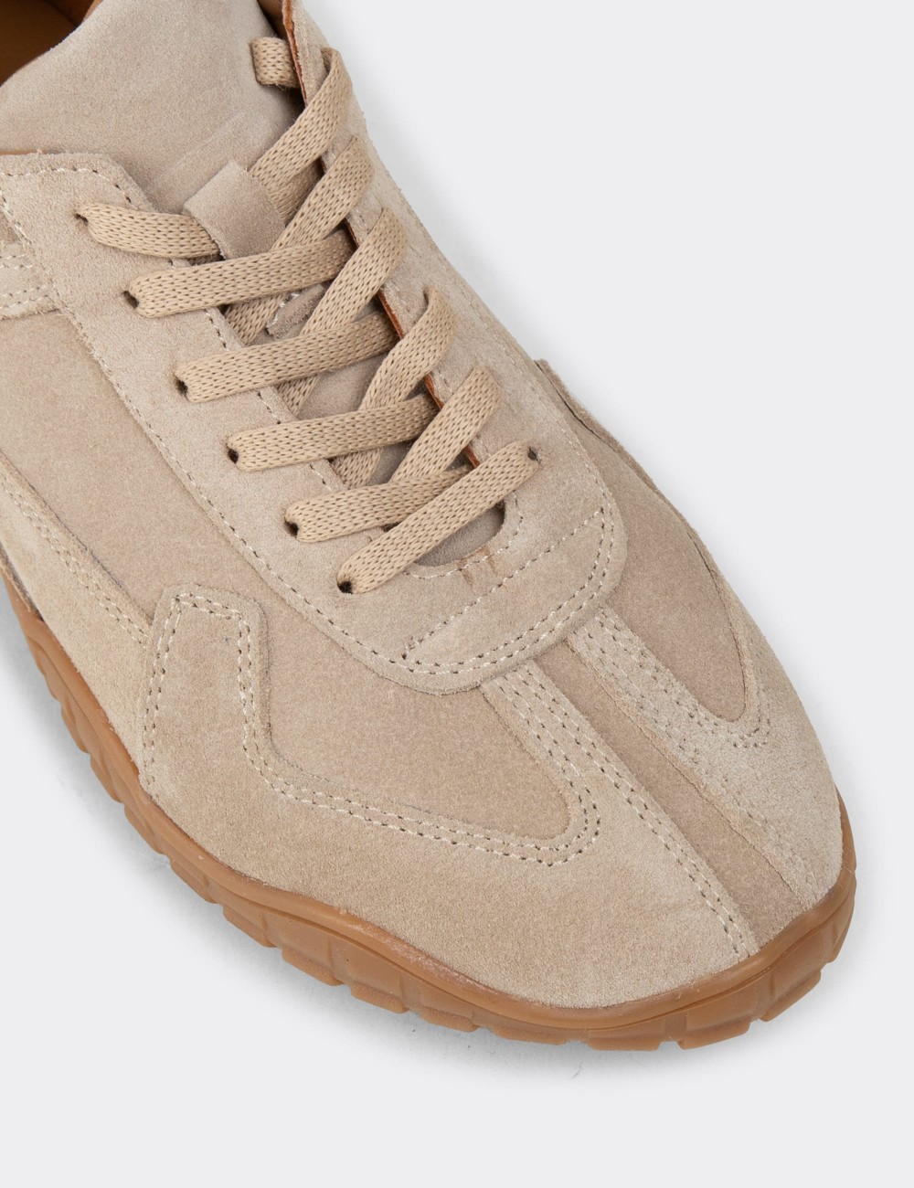 Kadın Hakiki Süet Bej Sneaker Ayakkabı - M5102ZBEJC01