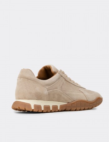 Kadın Hakiki Süet Bej Sneaker Ayakkabı - M5102ZBEJC01