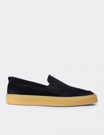 Erkek Süet Lacivert Loafer Ayakkabı - 02047MLCVC01